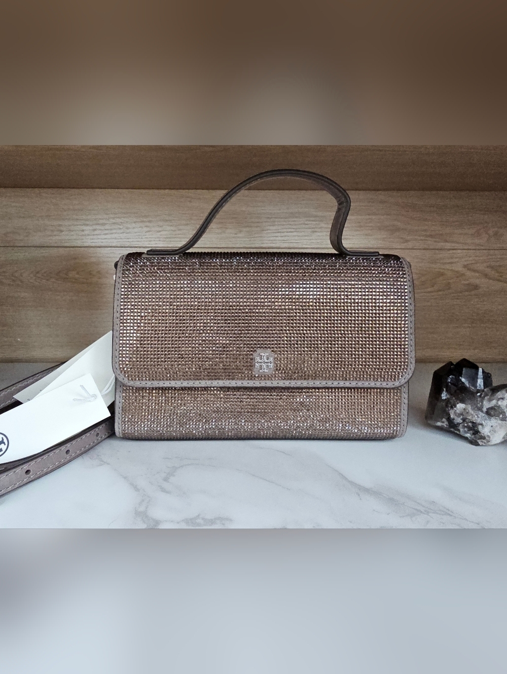 Tory Burch Emerson Embellished Mini Top Handle Crossbody Bag.